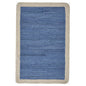 19" Set of Four Blue And Natural Solid With Border Cotton Placemats