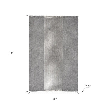 19" Set of Four Gray And White Striped Cotton Placemats
