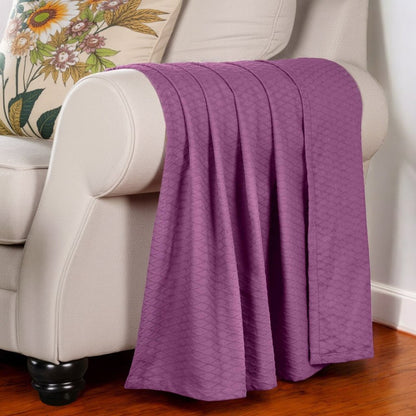 Queen Purple Cotton Woven Geometric Blanket