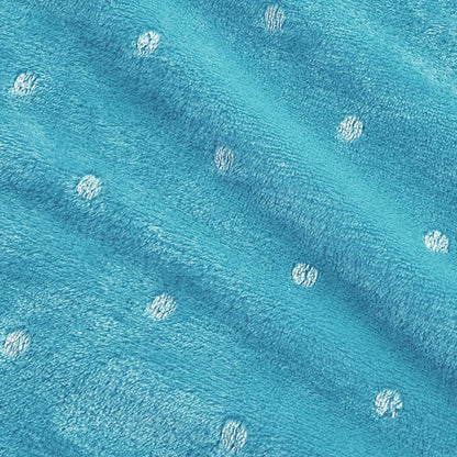 50" X 60" Light Blue And Silver Fleece Woven Polka Dots Plush Throw Blanket