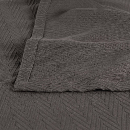 Queen Charcoal Cotton Woven Chevron Blanket