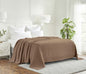 Queen Taupe Cotton Woven Chevron Blanket
