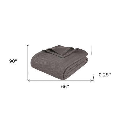 Twin Charcoal Cotton Woven Chevron Blanket