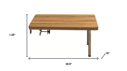 1" X 27" Brown Teak Rectangular Shower Bench