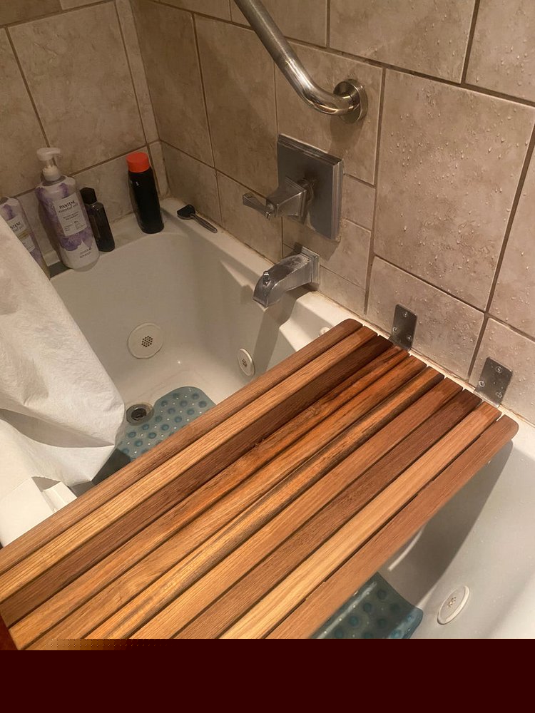 30" Brown Wall Mount Teak Rectangular Shower Bench