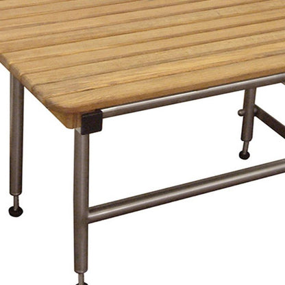 18" X 48" Brown Teak Rectangular Shower Bench