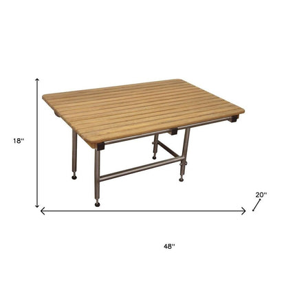 18" X 48" Brown Teak Rectangular Shower Bench