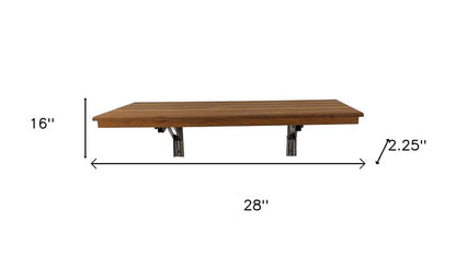 16" X 28" Brown Teak Wall Mount Rectangular Shower Bench