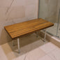 18" X 48" Brown Teak Wood And Stainless Steel Rectangular Shower Bench