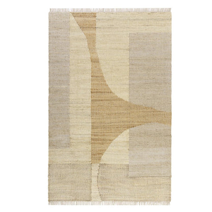 9' X 12' Natural and Ivory Abstract Hand Woven Area Rug