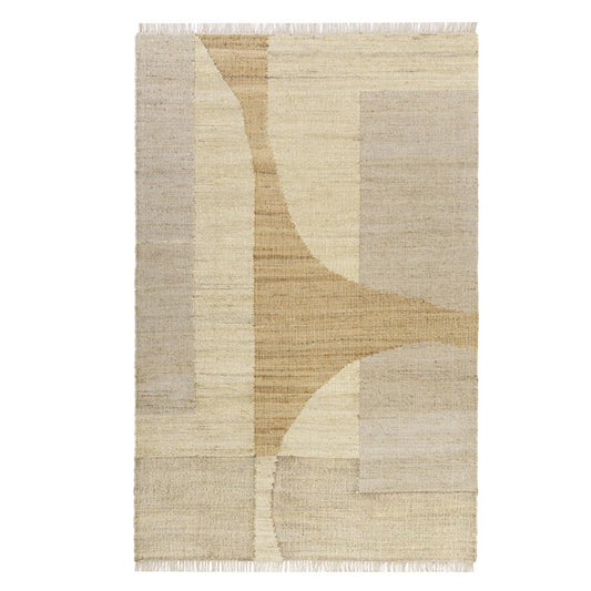 9' X 12' Natural and Ivory Abstract Hand Woven Area Rug
