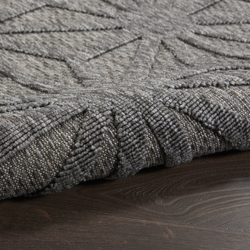 10' Dark Gray And Light Gray Geometric Indoor Outdoor Runner Rug
