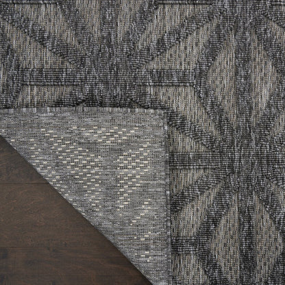 10' Dark Gray And Light Gray Geometric Indoor Outdoor Runner Rug
