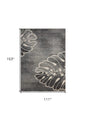 9' X 13' Ivory Black and Gray Botanical Leaves Non Skid Area Rug