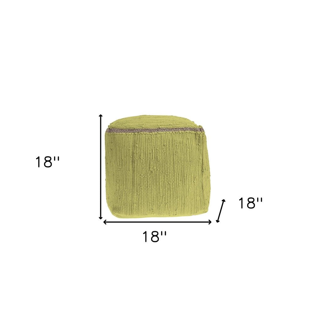 18" Gray and Natural Cotton And Jute Cube Pouf Ottoman