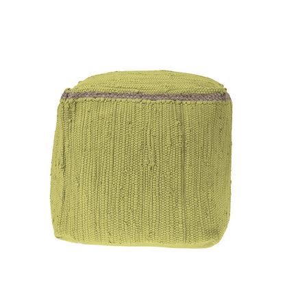 18" Gray and Natural Cotton And Jute Cube Pouf Ottoman