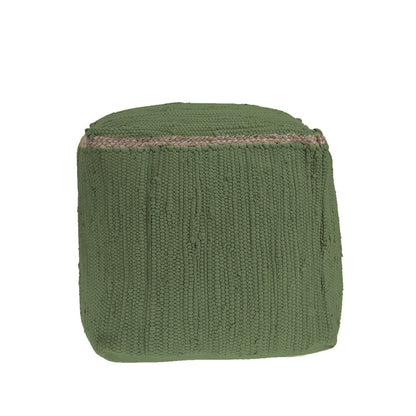 18" Gray and Natural Cotton And Jute Cube Pouf Ottoman