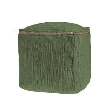 18" Gray and Natural Cotton And Jute Cube Pouf Ottoman
