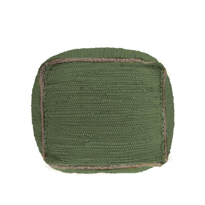 18" Gray and Natural Cotton And Jute Cube Pouf Ottoman
