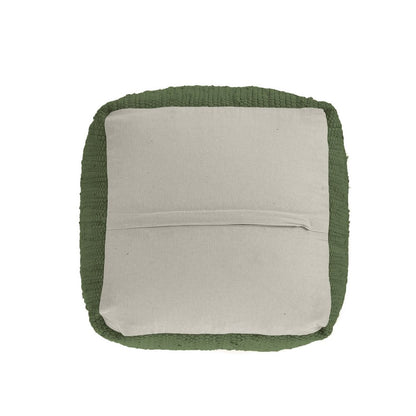 18" Gray and Natural Cotton And Jute Cube Pouf Ottoman