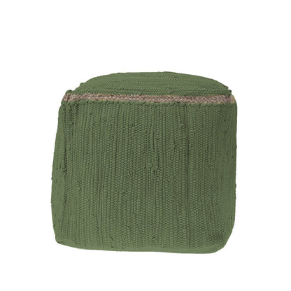 18" Gray and Natural Cotton And Jute Cube Pouf Ottoman