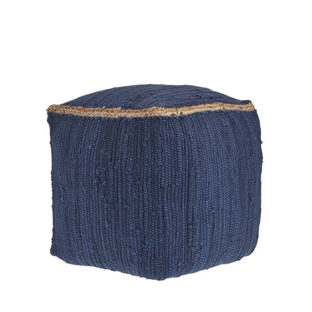 18" Gray and Natural Cotton And Jute Cube Pouf Ottoman