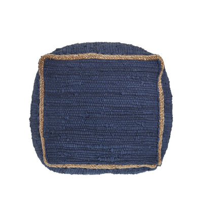 18" Gray and Natural Cotton And Jute Cube Pouf Ottoman