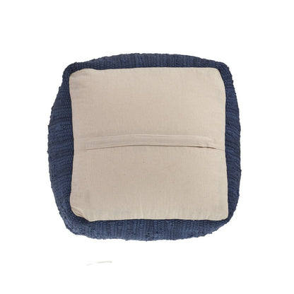 18" Gray and Natural Cotton And Jute Cube Pouf Ottoman