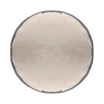 18" Natural And Gray Jute Blend Cylinder Striped Pouf Ottoman