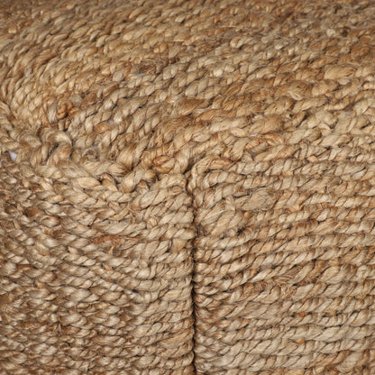 18" Natural Jute Woven Blend Cube Pouf Ottoman