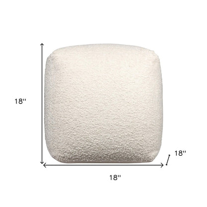 18" Beige Polyester Cube Outdoor Pouf Ottoman