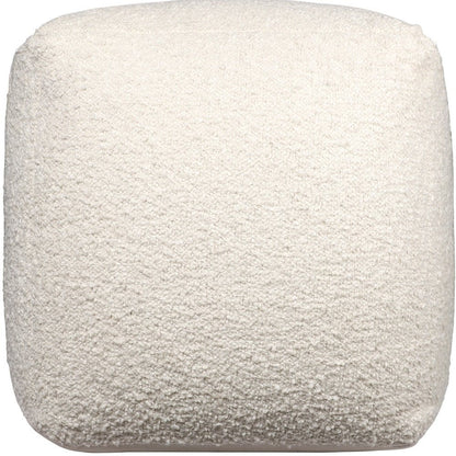 18" Beige Polyester Cube Outdoor Pouf Ottoman