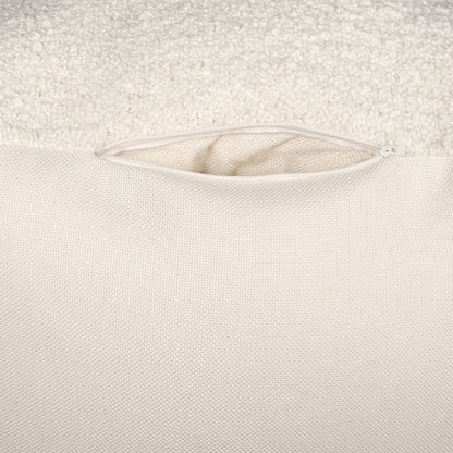18" Beige Polyester Cube Outdoor Pouf Ottoman
