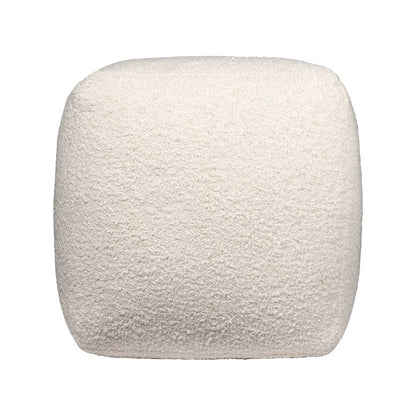 18" Beige Polyester Cube Outdoor Pouf Ottoman