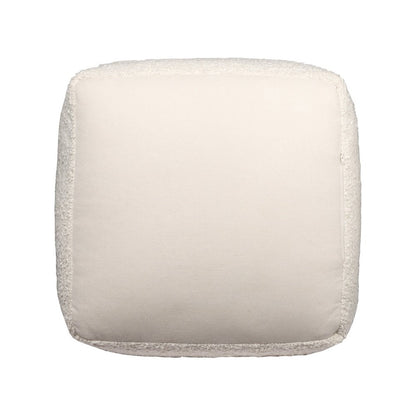 18" Beige Polyester Cube Outdoor Pouf Ottoman