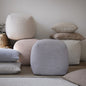 18" Beige Polyester Cube Outdoor Pouf Ottoman