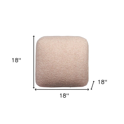 18" Beige Polyester Cube Outdoor Pouf Ottoman