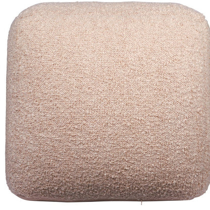 18" Beige Polyester Cube Outdoor Pouf Ottoman