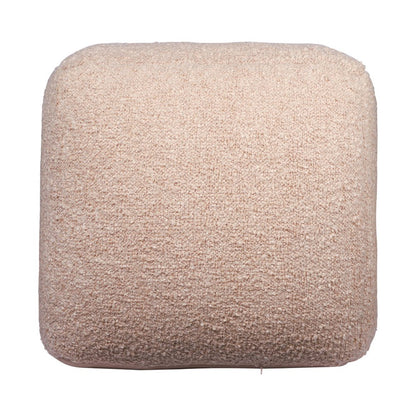 18" Beige Polyester Cube Outdoor Pouf Ottoman