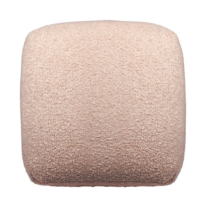 18" Beige Polyester Cube Outdoor Pouf Ottoman