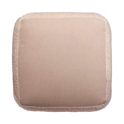 18" Beige Polyester Cube Outdoor Pouf Ottoman