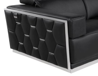 47" Black and Silver Italian Leather Club Chair
