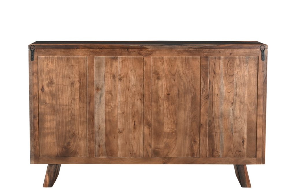 Cómoda doble de seis cajones con borde vivo de madera maciza marrón oscuro de 63"