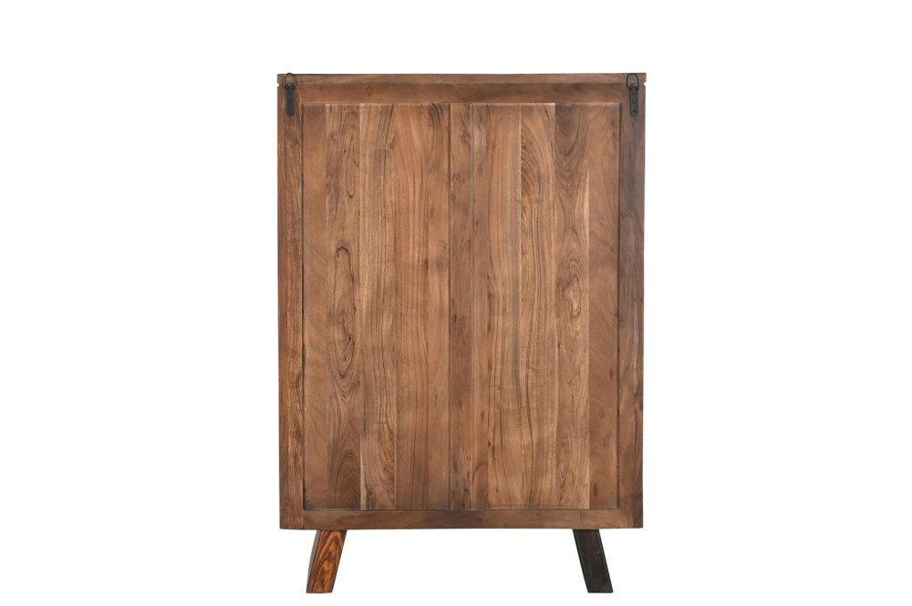 Cómoda doble de seis cajones con borde vivo de madera maciza marrón oscuro de 63"