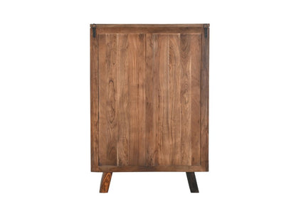 Cómoda doble de seis cajones con borde vivo de madera maciza marrón oscuro de 63"