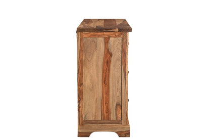 Cómoda doble de seis cajones con borde vivo de madera maciza marrón de 60"