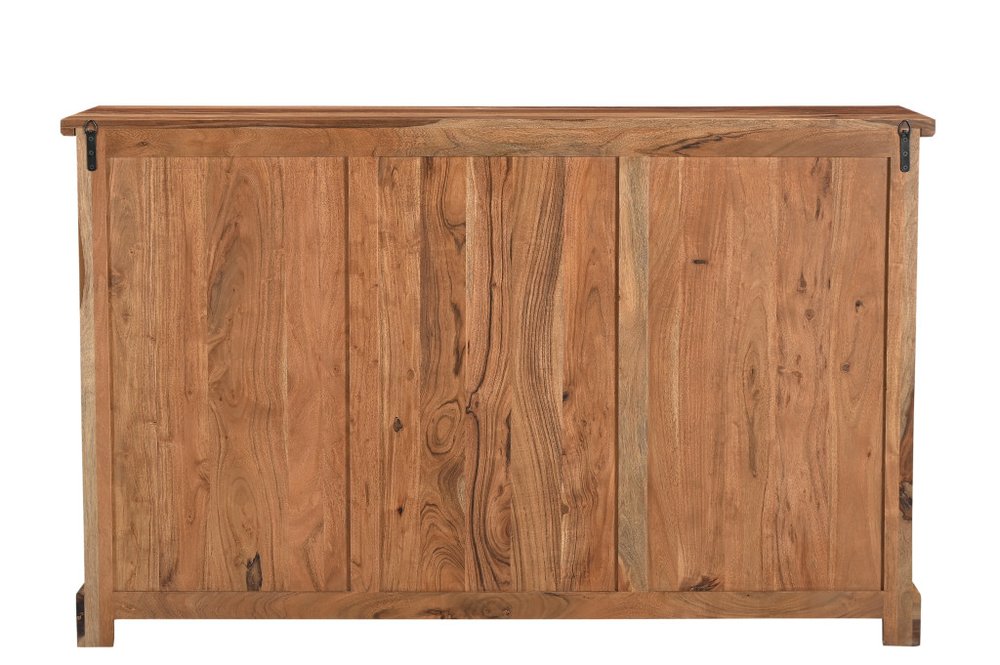 Cómoda doble de seis cajones con borde vivo de madera maciza marrón de 60"
