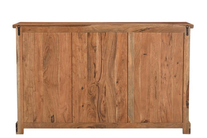 Cómoda doble de seis cajones con borde vivo de madera maciza marrón de 60"