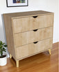 30" Natural Wood Three Drawer Dresser