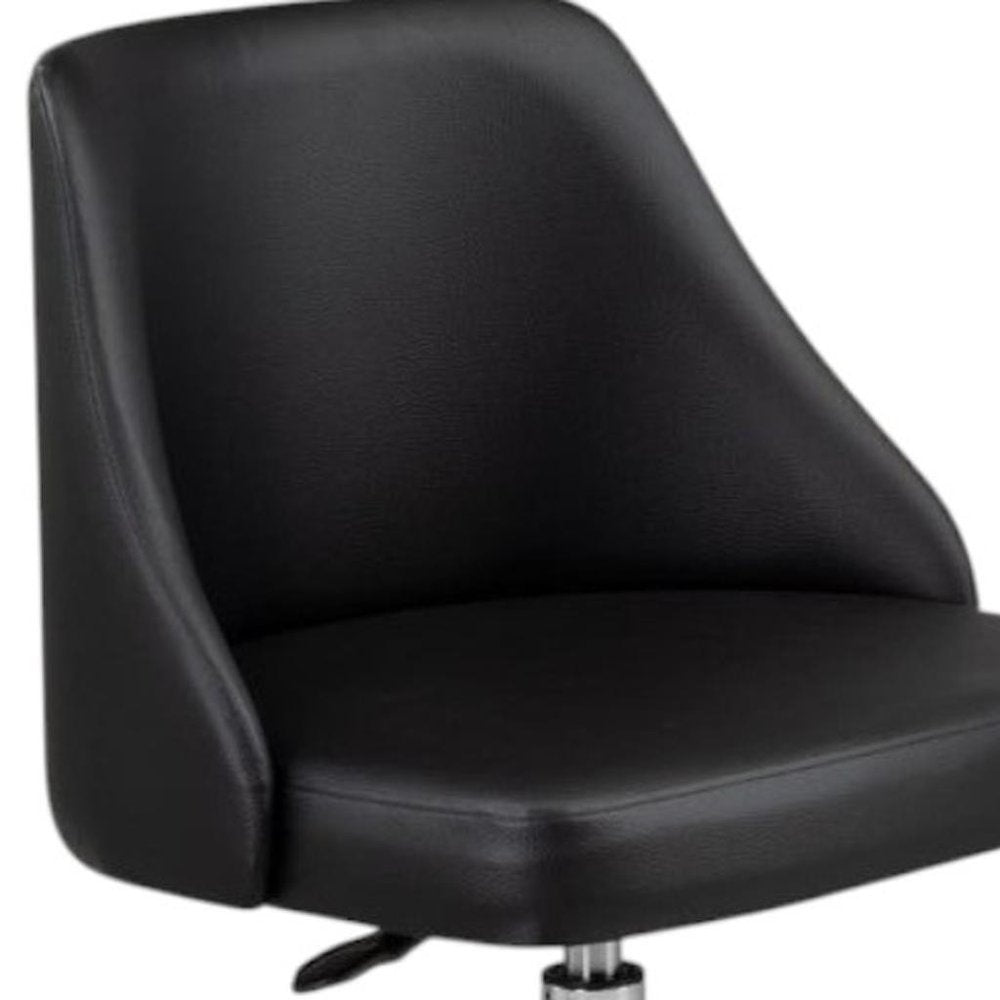 Black and Silver Faux Leather Adjustable Height Swivel Rolling Office Chair